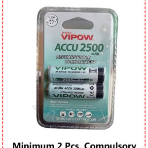 {ID - 612} - VIPOW ACCU 2500 mAh Rechargeable NI-CD Battery 2 Pcs. Price =